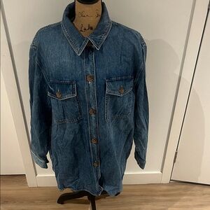 LOFT Blue Denim Shirt button front Shacked